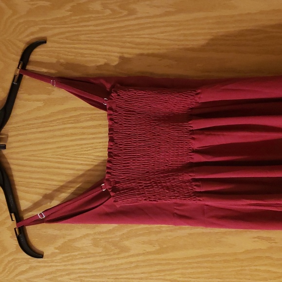 NWT Burgendy Tie Front Fit and Flare Button Down Sundress - Picture 6 of 11